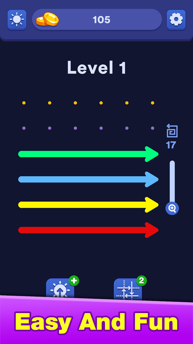 Arrow Dash gameplay with colorful directional arrows